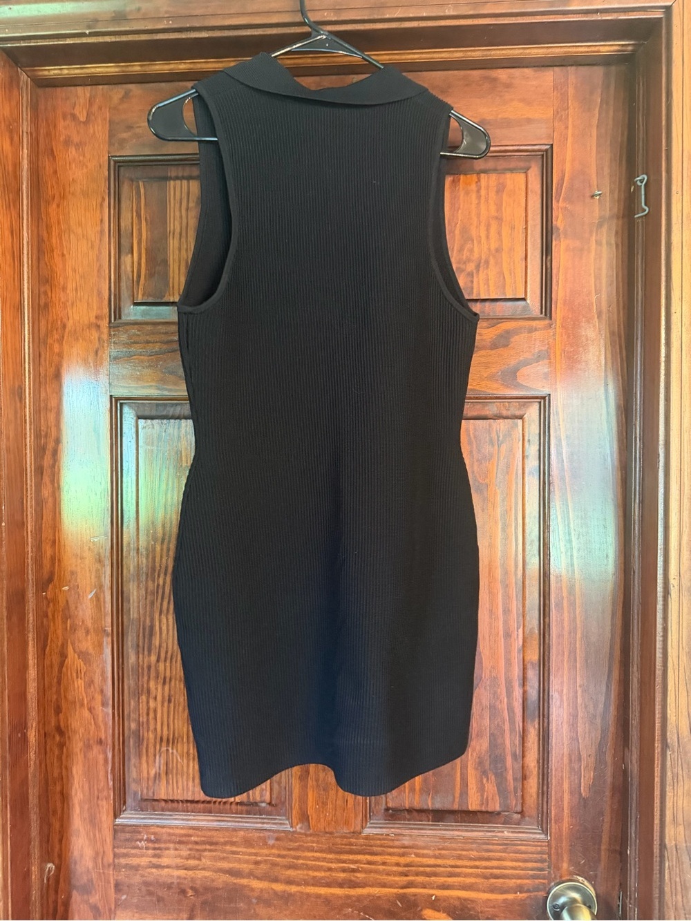 Babaton Black Sleeveless Ribbed Polo Mini Dress - Picture 2 of 3